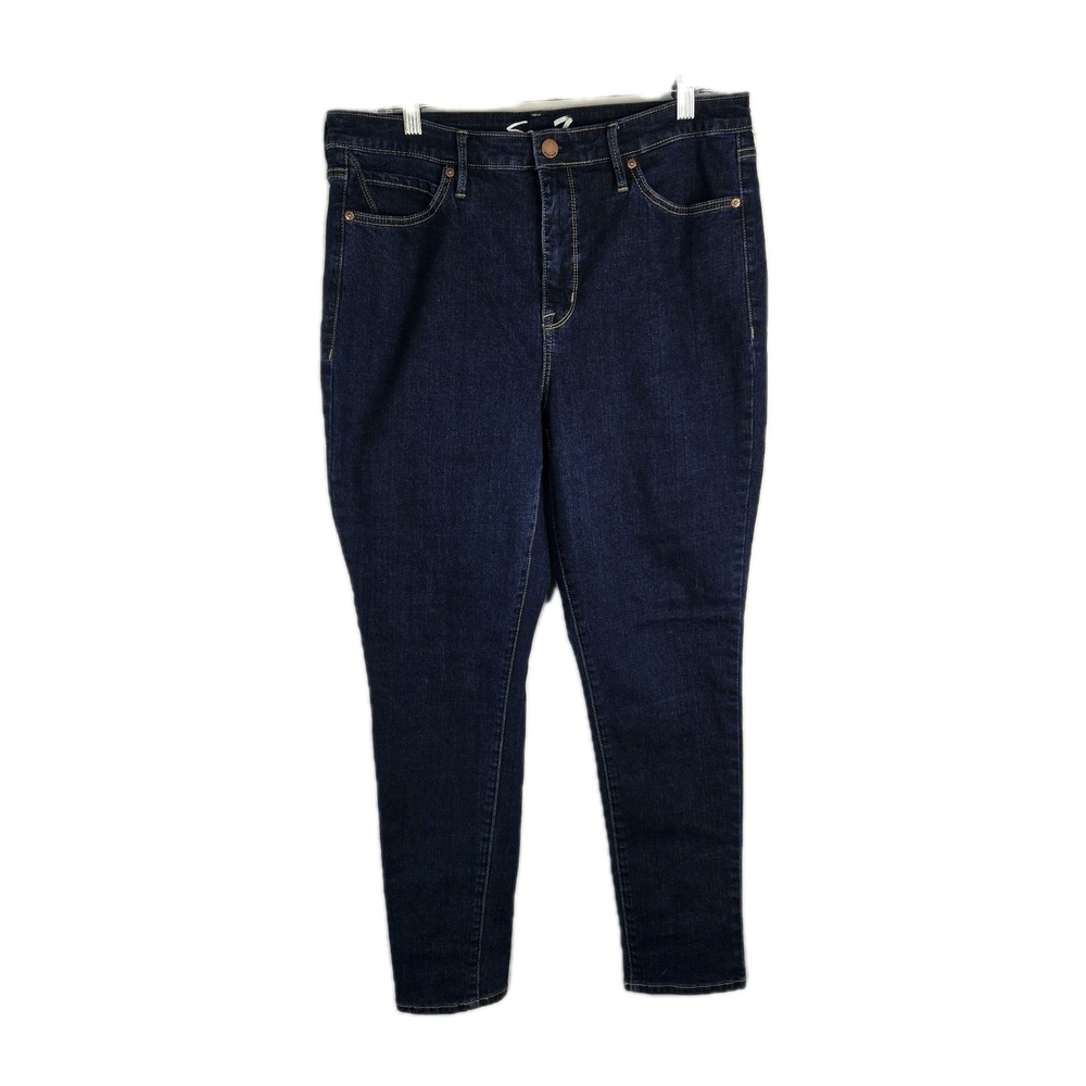 Seven7 Dark Wash Blue Denim Skinny Jeans High Rise Womens 14 Stretch Classic